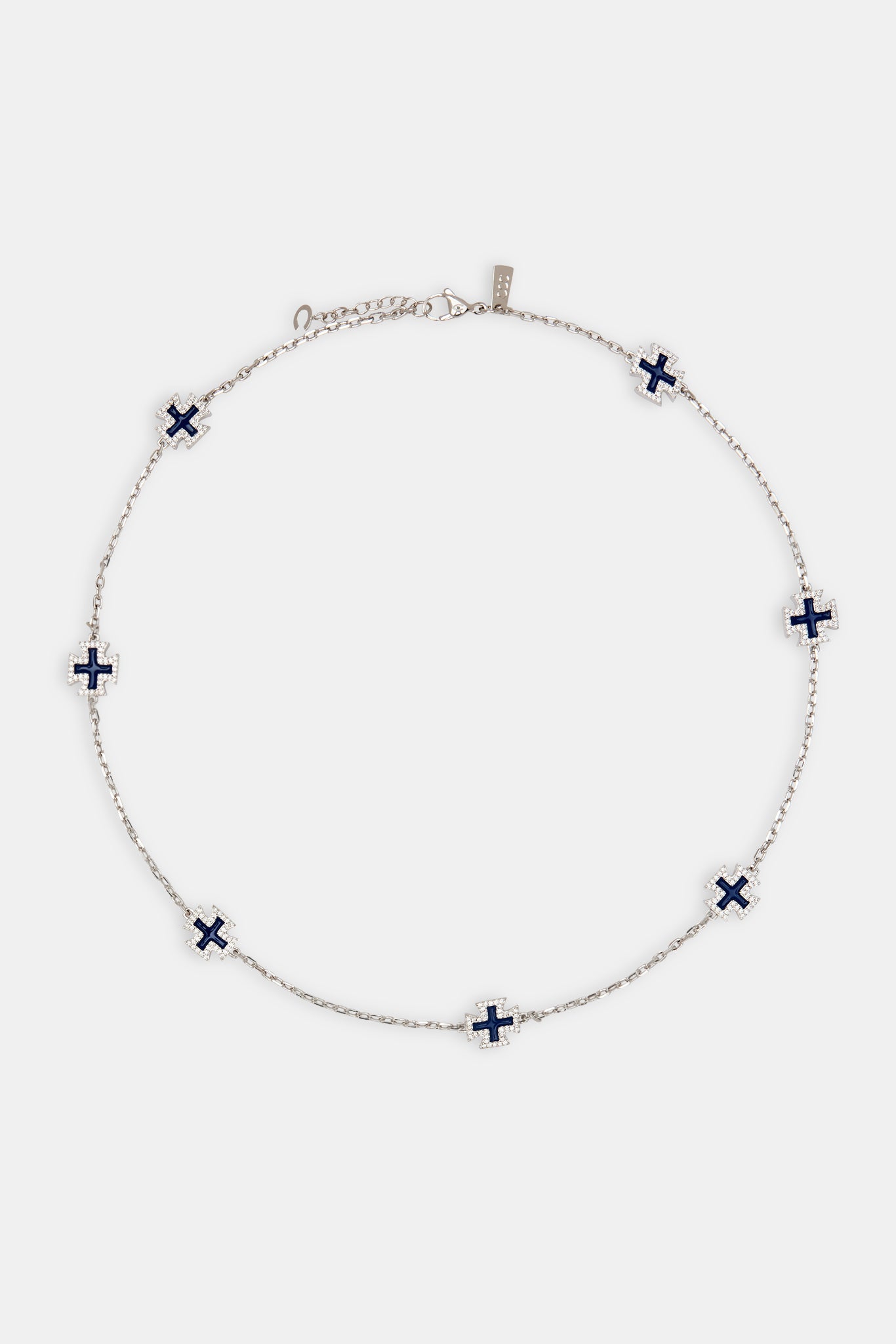 Blue Enamel Cross Motif Chain - 12mm